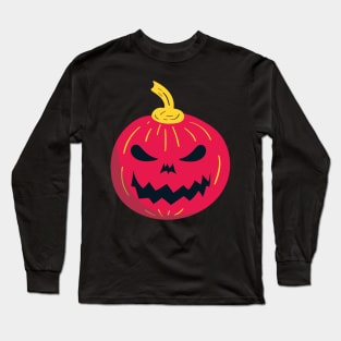 Red Creepy Pumpkin Long Sleeve T-Shirt